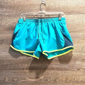 Nike Athletic Training Tempo Green/Yellow Lined/Brief Running Shorts Sz M